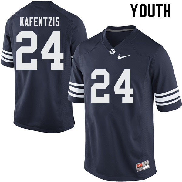 Youth #24 Austin Kafentzis BYU Cougars College Football Jerseys Sale-Navy